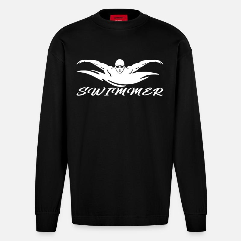 Swimmer - Heavyweight Oversized Organic Langarmshirt Made in EU - SOLID BLACK