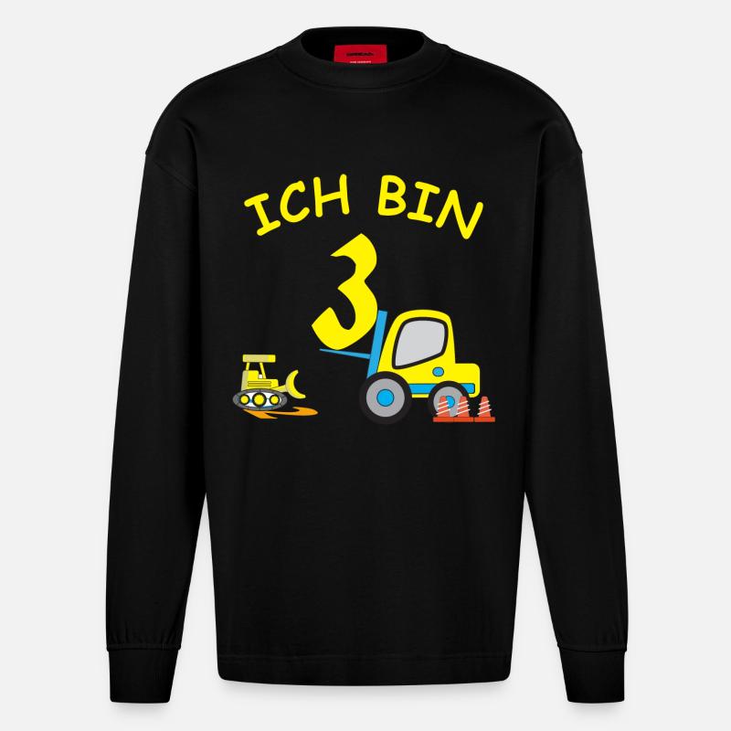 Ich bin 3 - Heavyweight Oversized Organic Langarmshirt Made in EU - SOLID BLACK