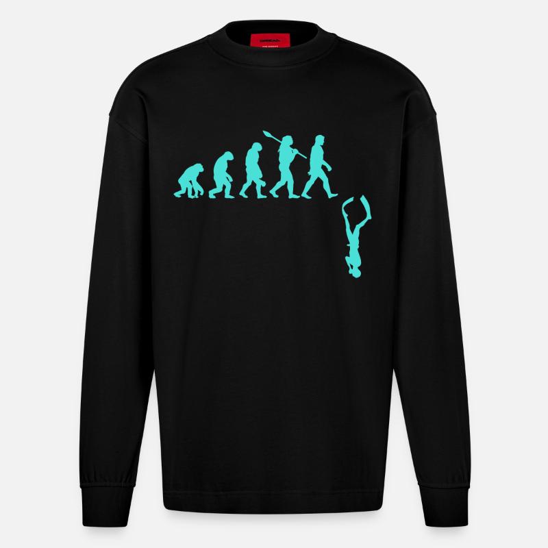 Evolution des Freitauchens - Heavyweight Oversized Organic Langarmshirt Made in EU - SOLID BLACK