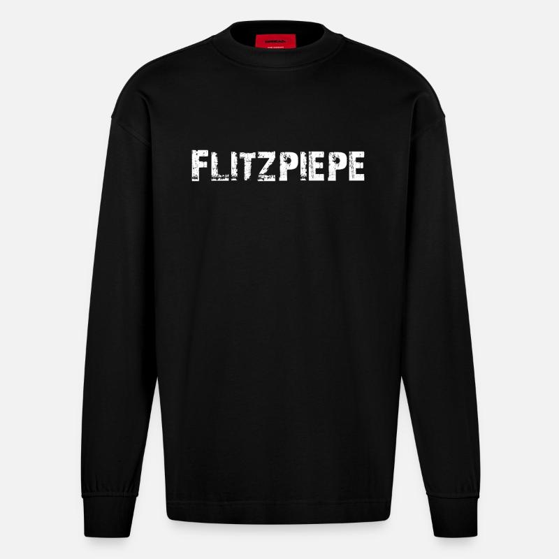 Flitzpiepe - Heavyweight Oversized Organic Langarmshirt Made in EU - SOLID BLACK