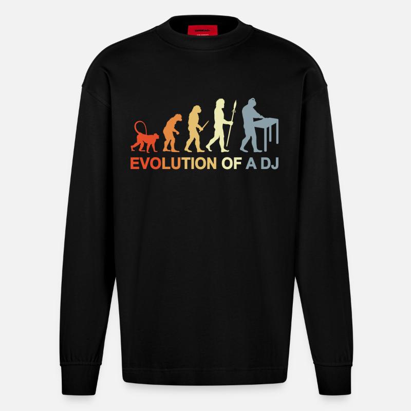 Évolution d’un DJ - Manches longues bio épais oversize fabriqué en UE - SOLID BLACK