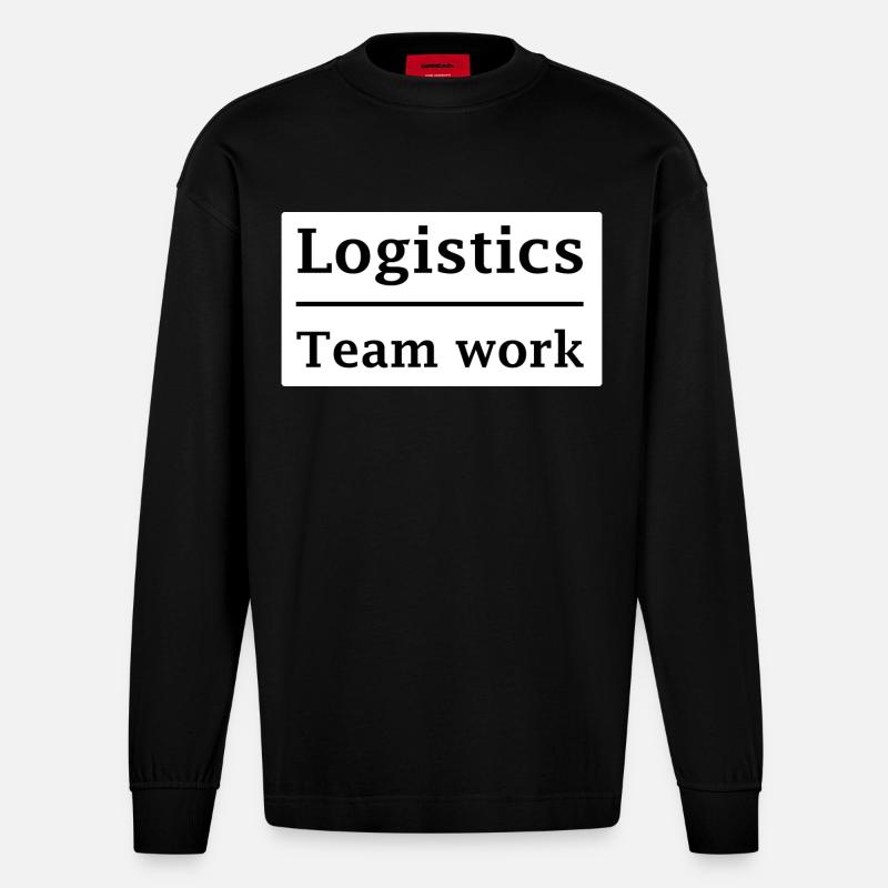 Travail d’équipe logisticien - Manches longues bio épais oversize fabriqué en UE - SOLID BLACK