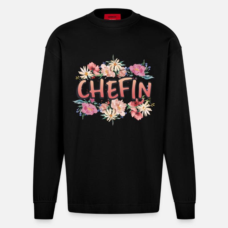 Chefin - Heavyweight Oversized Organic Langarmshirt Made in EU - SOLID BLACK