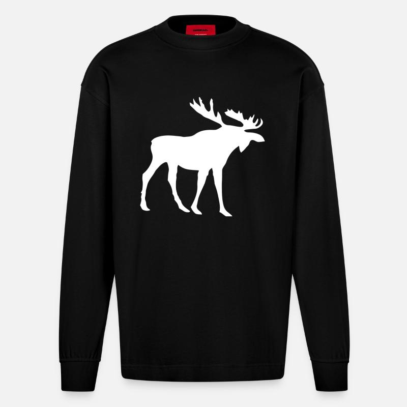 Elche Elch - Heavyweight Oversized Organic Langarmshirt Made in EU - SOLID BLACK