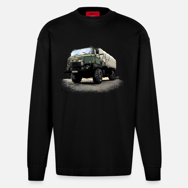 IFA | L60 | DDR | LKW - Heavyweight Oversized Organic Langarmshirt Made in EU - SOLID BLACK