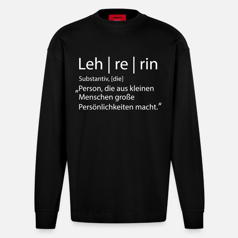 Lehrerin - Heavyweight Oversized Organic Langarmshirt Made in EU - SOLID BLACK