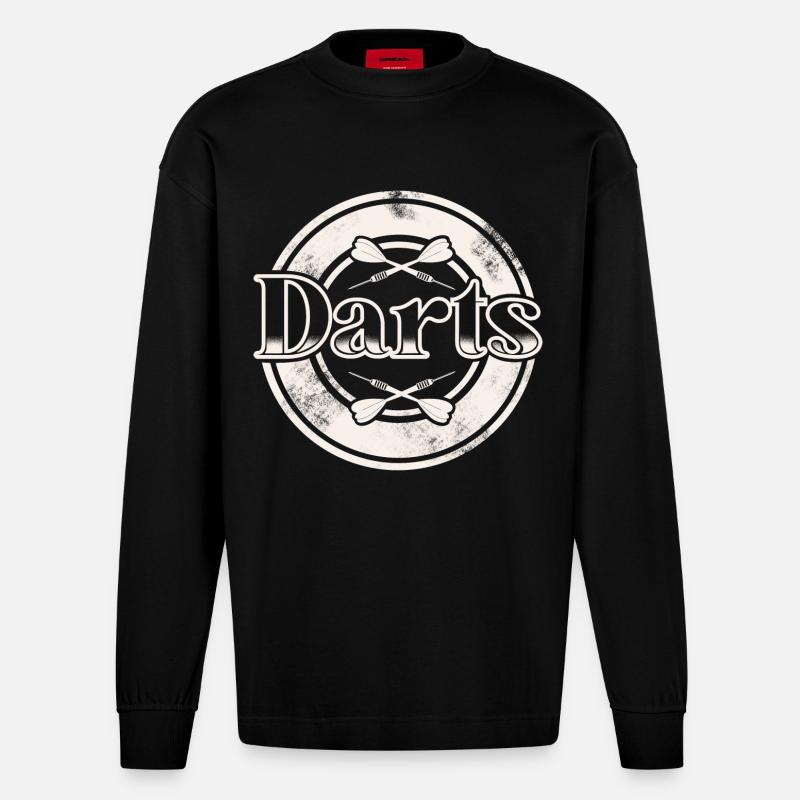 Dart Darten Darts - Heavyweight Oversized Organic Langarmshirt Made in EU - SOLID BLACK