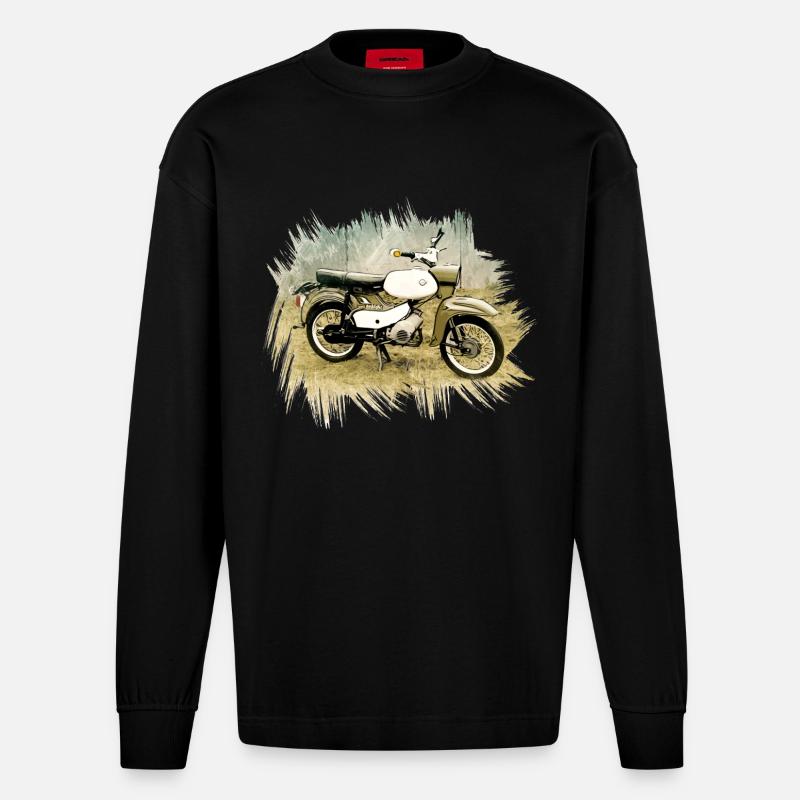 Simson SR 4/4 Hawk - Heavyweight Oversized Organic Longsleeve Shirt Made in EU - SOLID BLACK