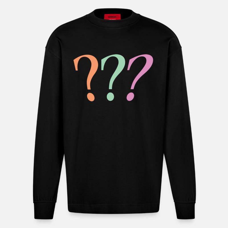 Point d’interrogation - Manches longues bio épais oversize fabriqué en UE - SOLID BLACK