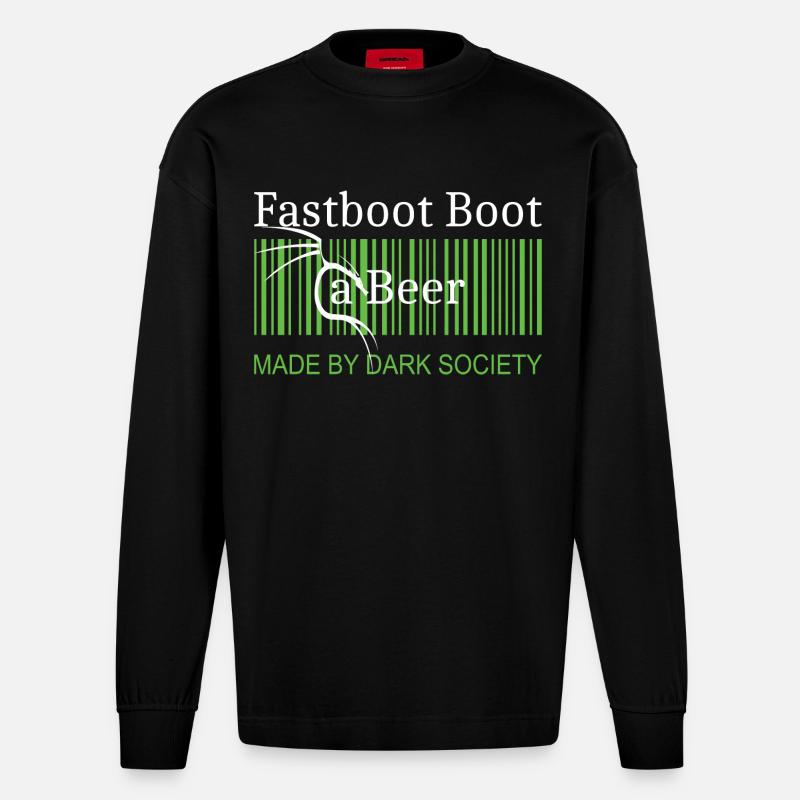 Fastboot Boot a Beer - Heavyweight Oversized Organic Langarmshirt Made in EU - SOLID BLACK