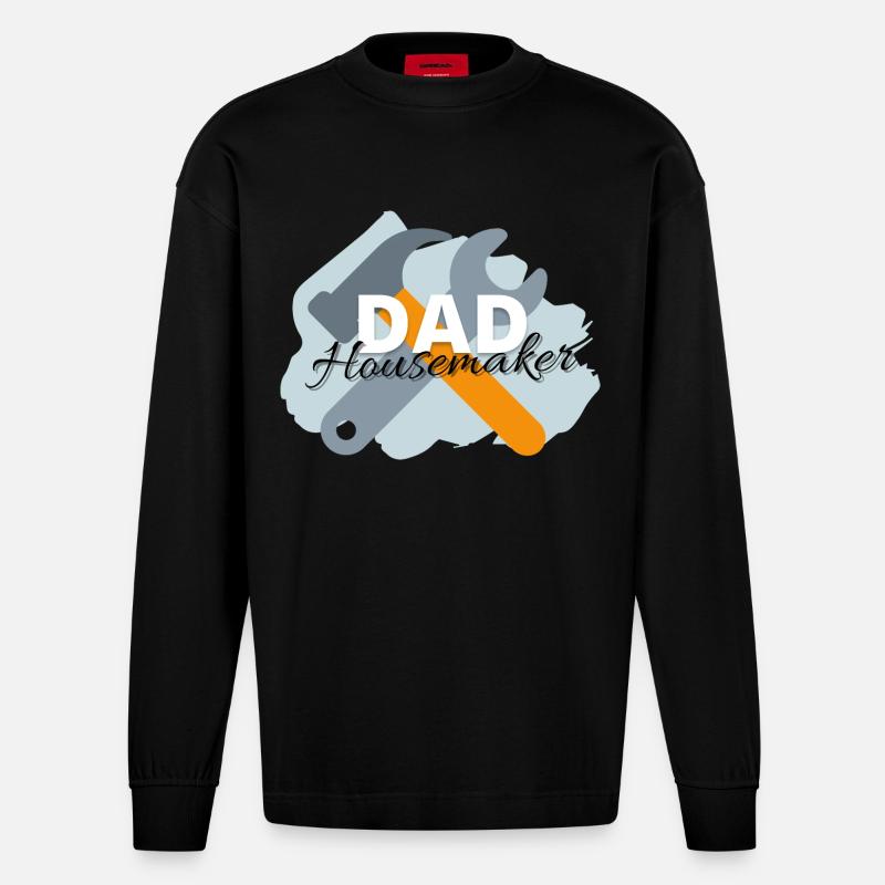 Dad Housemaker - Heavyweight Oversized Organic Langarmshirt Made in EU - SOLID BLACK