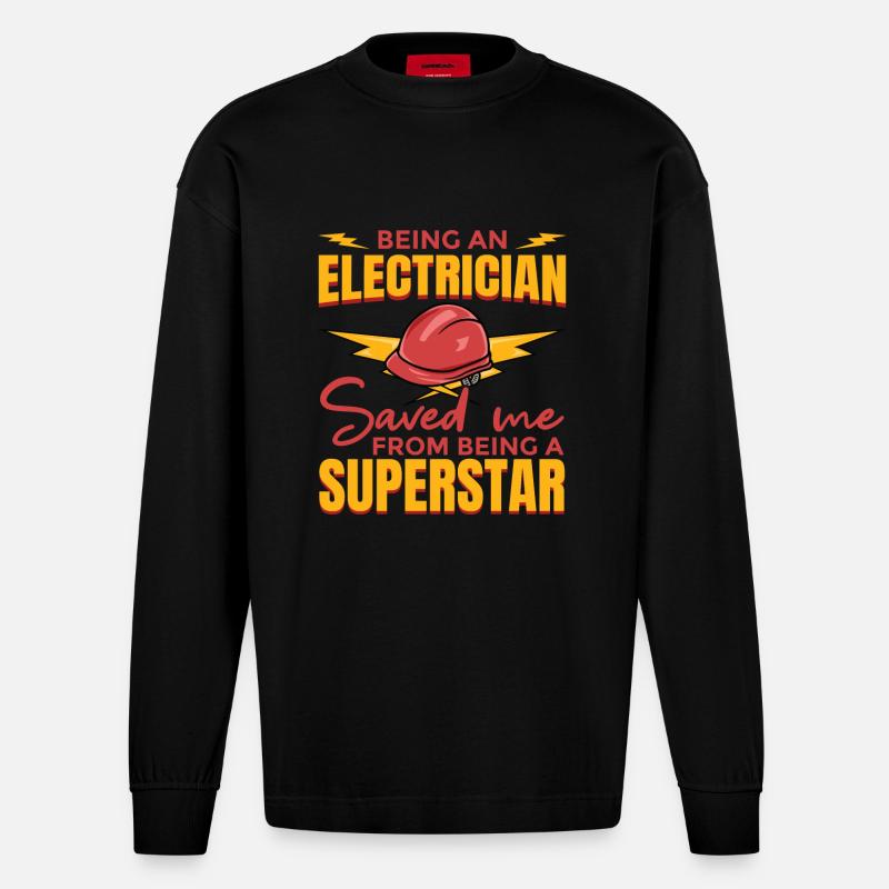 Electrical Engineer Witz - Heavyweight Oversized Organic Longsleeve Shirt Made in EU - SOLID BLACK