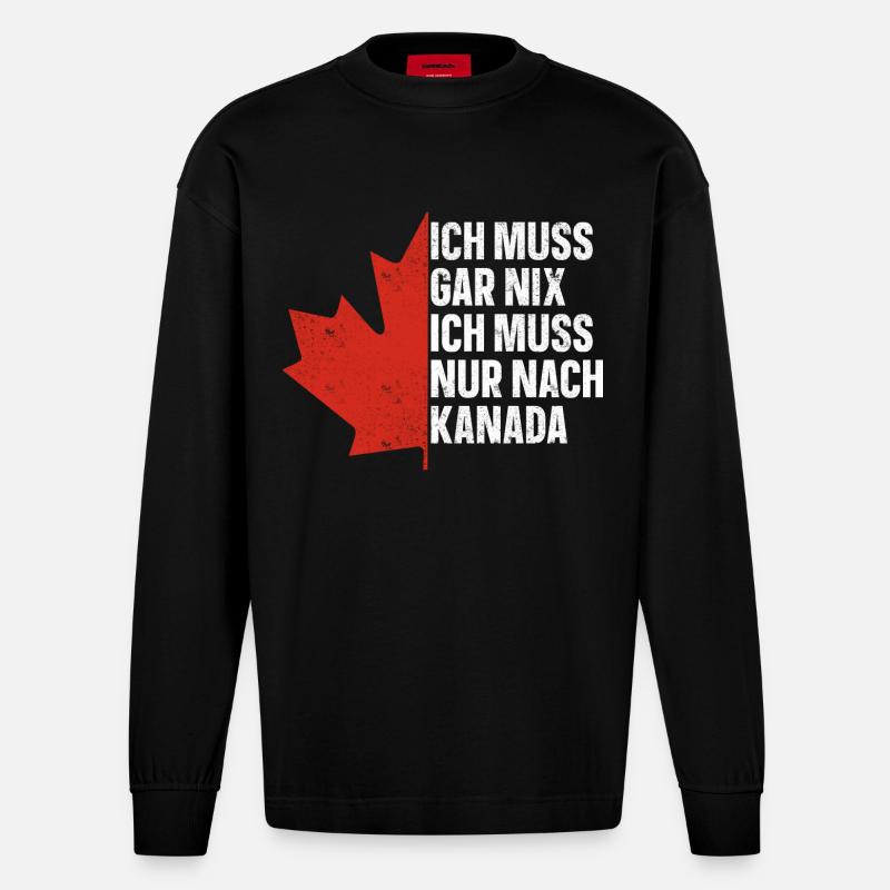 Kanada - Heavyweight Oversized Organic Langarmshirt Made in EU - SOLID BLACK