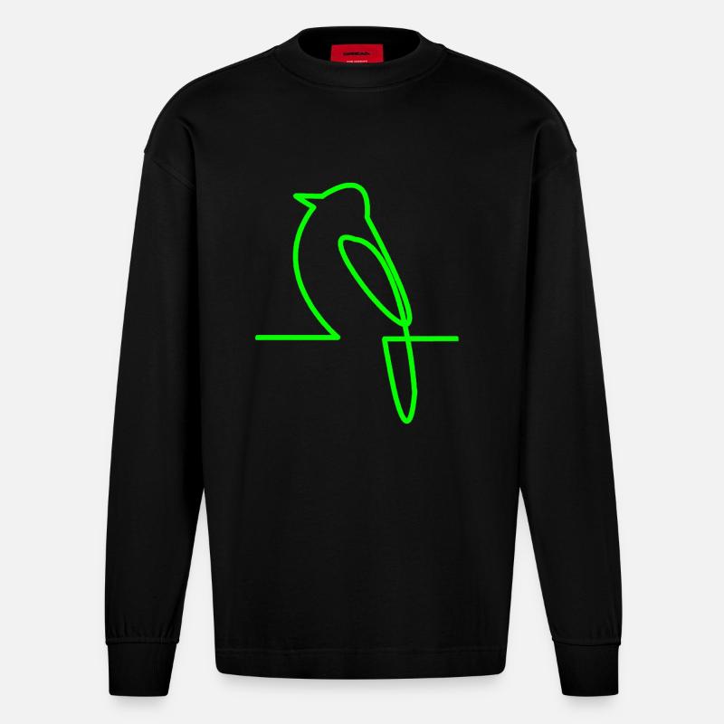 Leuchtender Vogel Linienkunst - Heavyweight Oversized Organic Langarmshirt Made in EU - SOLID BLACK