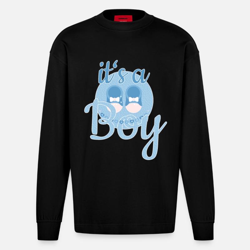 Cadeau Bébé Garçon - Manches longues bio épais oversize fabriqué en UE - SOLID BLACK
