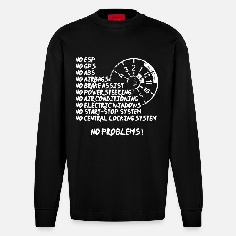 No Problems - Heavyweight Oversized Organic Langarmshirt Made in EU - SOLID BLACK