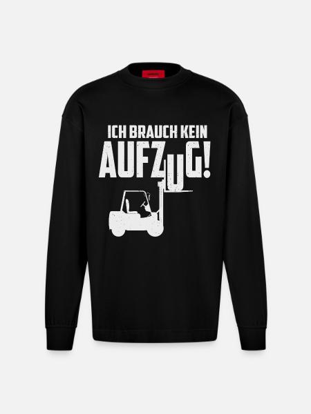 Gabelstapler Führerschein - Heavyweight Oversized Organic Langarmshirt Made in EU - SOLID BLACK