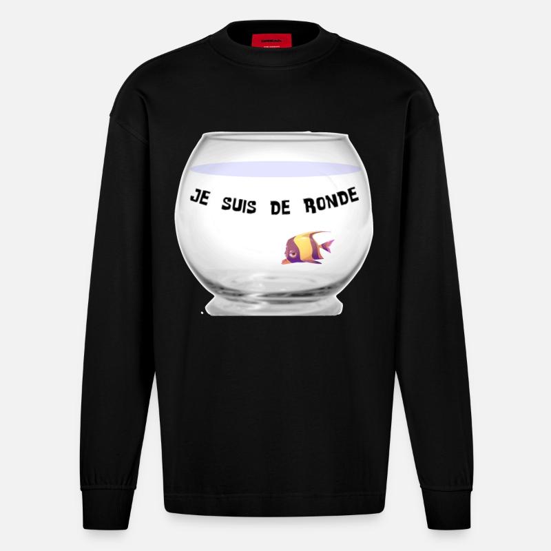 Poisson - Manches longues bio épais oversize fabriqué en UE - SOLID BLACK