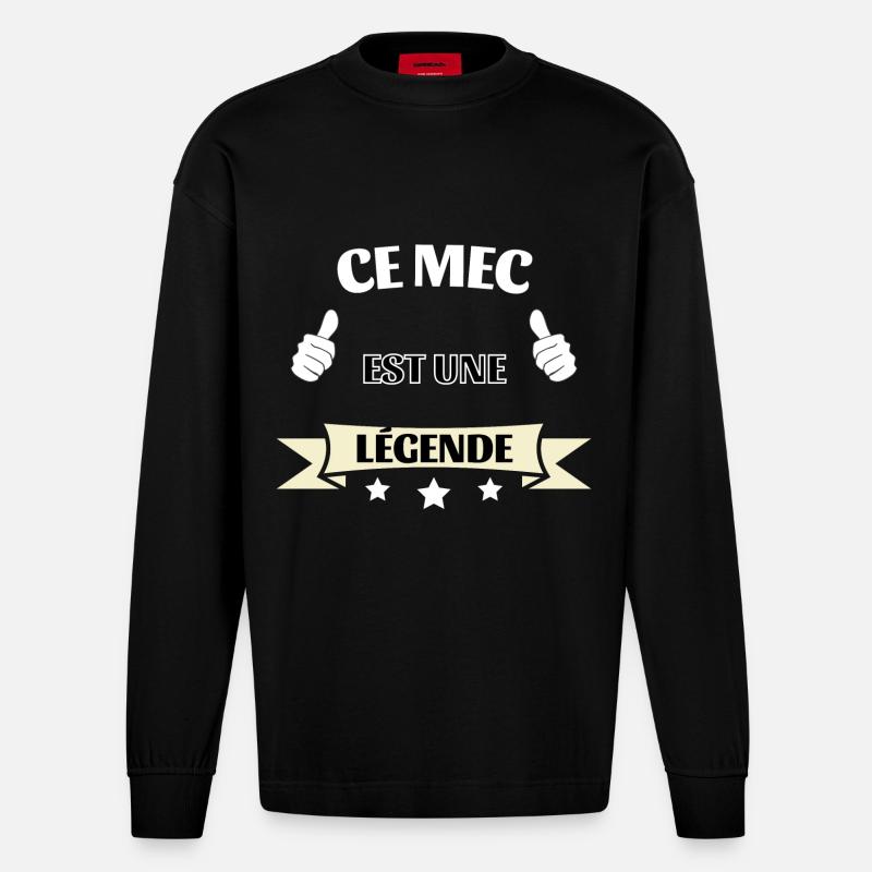 Ce mec est une légende - Manches longues bio épais oversize fabriqué en UE - SOLID BLACK