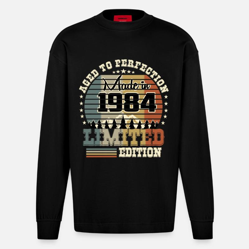 1984 Limited Edition - Heavyweight Oversized Organic Langarmshirt Made in EU - SOLID BLACK