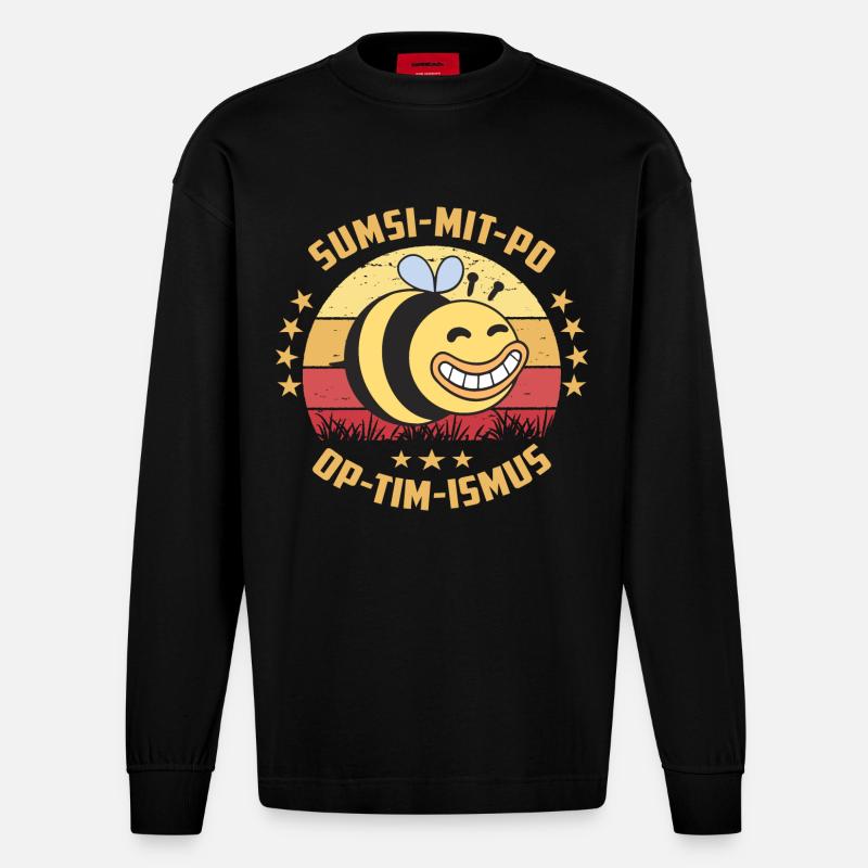 Optimismus oder Sumsi mit Po - Heavyweight Oversized Organic Langarmshirt Made in EU - SOLID BLACK