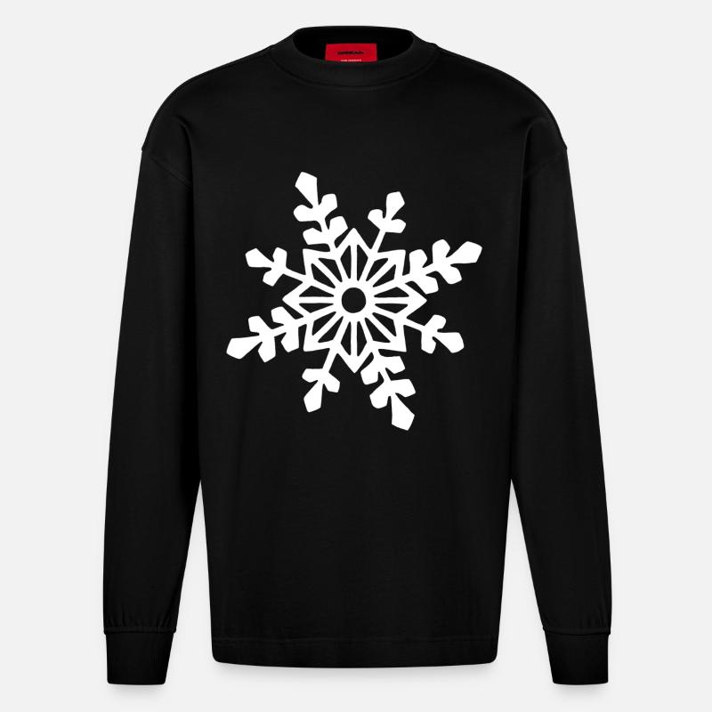 Flocon de neige blanc - Manches longues bio épais oversize fabriqué en UE - SOLID BLACK