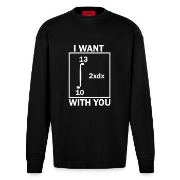 I Want 69 With You Funny Math Integral - Heavyweight Oversized Organic Longsleeve Shirt Made in EU - SOLID BLACK - Front