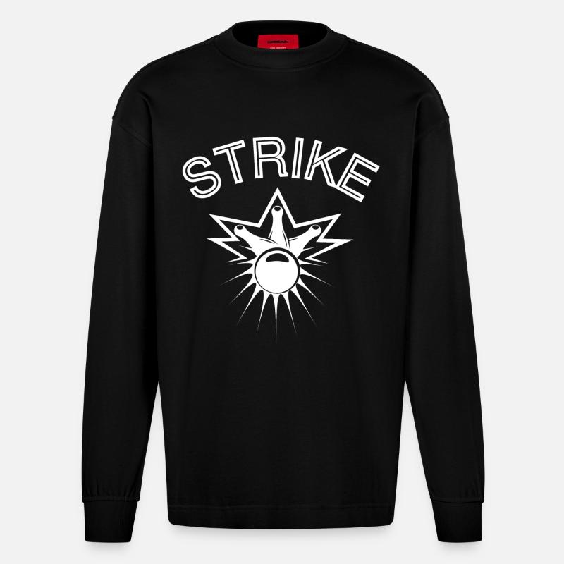 Bowling, Bowlingventilator, Strike - Heavyweight Oversized Organic Langarmshirt Made in EU - SOLID BLACK