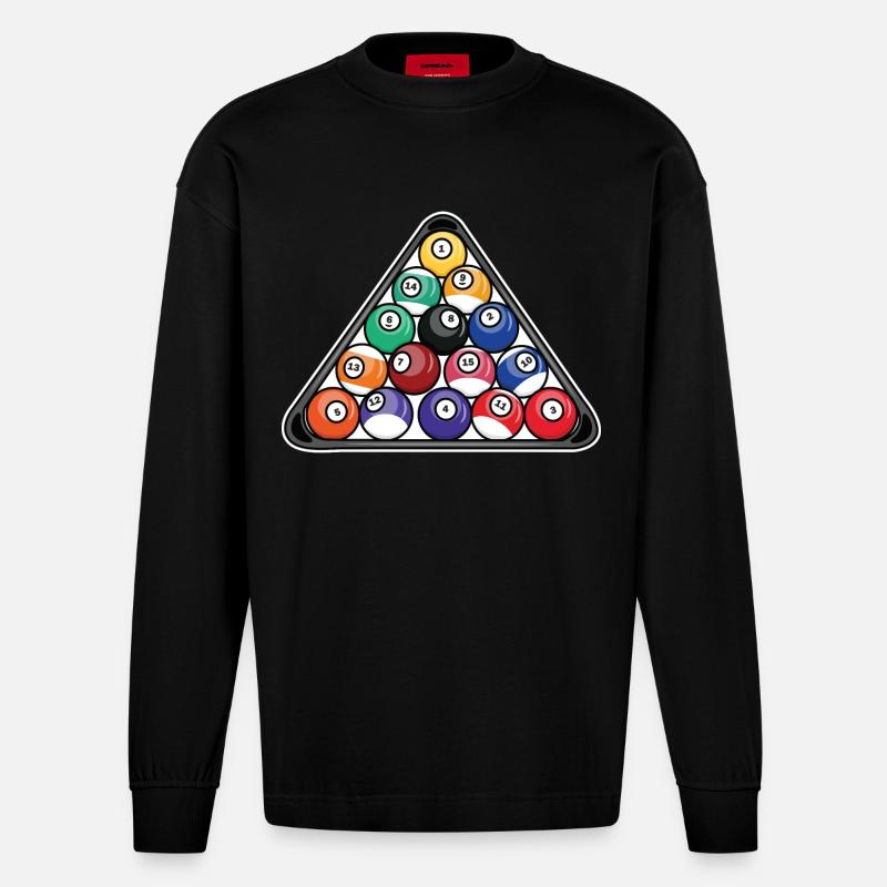 Triangle de billard - Manches longues bio épais oversize fabriqué en UE - SOLID BLACK