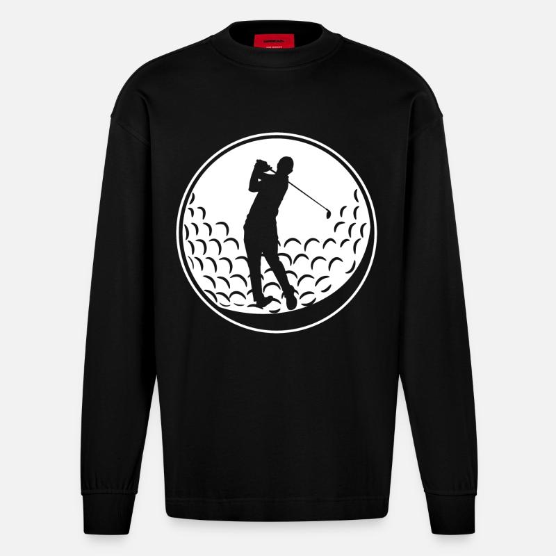 Golfball - Heavyweight Oversized Organic Langarmshirt Made in EU - SOLID BLACK