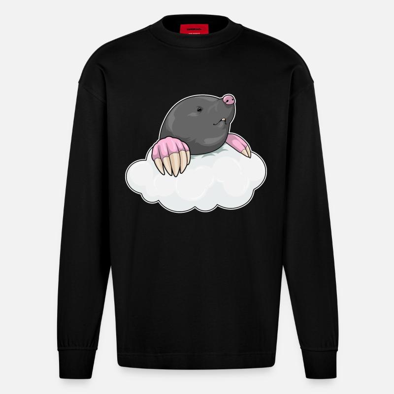 Mole clouds - Heavyweight Oversized Organic Longsleeve Shirt Made in EU - SOLID BLACK