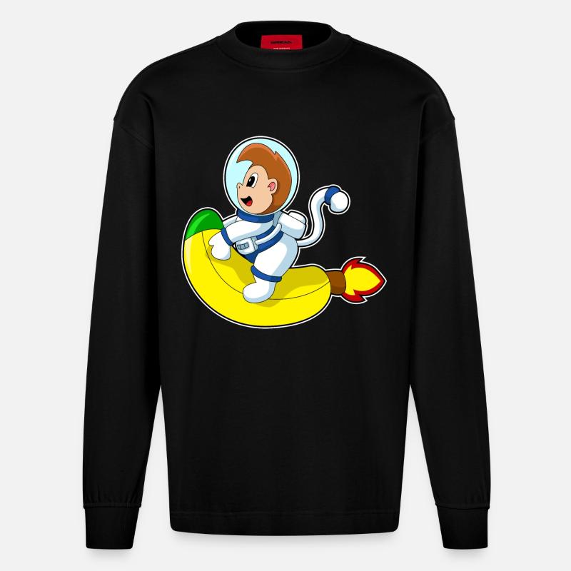 Monkey Banana Astronaute - Manches longues bio épais oversize fabriqué en UE - SOLID BLACK