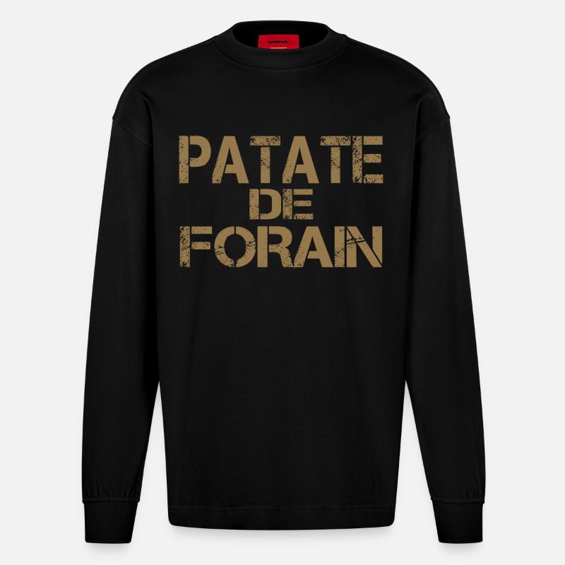 Patate forain ocre - Manches longues bio épais oversize fabriqué en UE - SOLID BLACK
