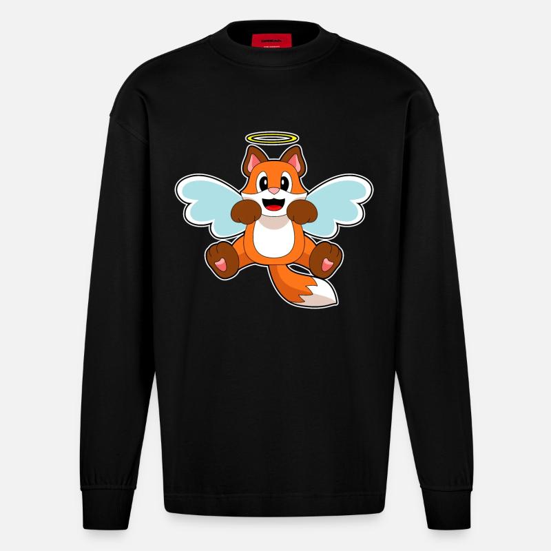 Fox Angel - Manches longues bio épais oversize fabriqué en UE - SOLID BLACK