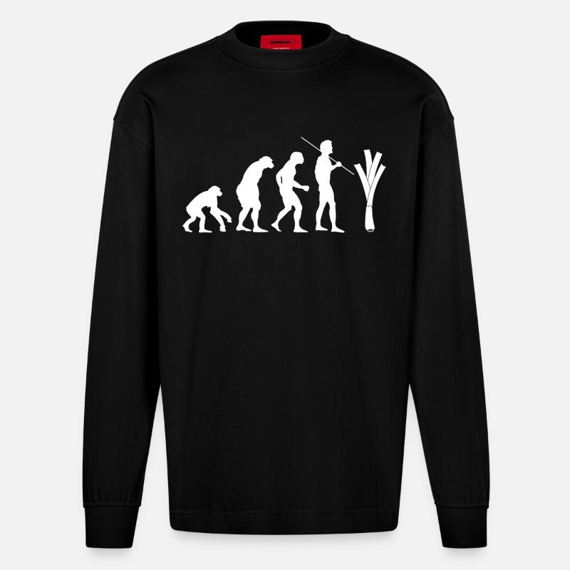 évolution du poireau (blanc) - Manches longues bio épais oversize fabriqué en UE - SOLID BLACK