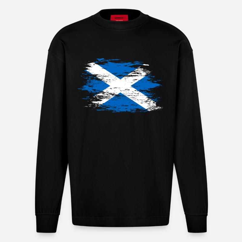 Drapeau de l’Écosse utilisé - Manches longues bio épais oversize fabriqué en UE - SOLID BLACK