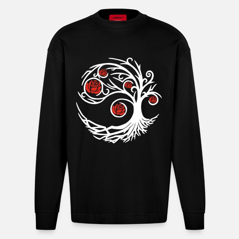 Rosier blanc étrange - Manches longues bio épais oversize fabriqué en UE - SOLID BLACK