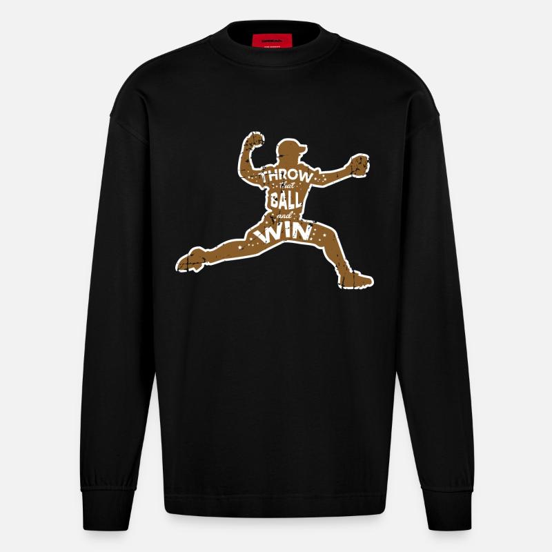 Baseball Wurf - Heavyweight Oversized Organic Langarmshirt Made in EU - SOLID BLACK