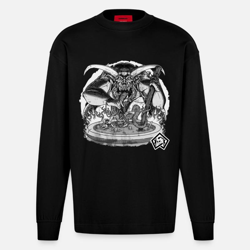 Cuisinier, cuisinier, chef de l’enfer - Manches longues bio épais oversize fabriqué en UE - SOLID BLACK