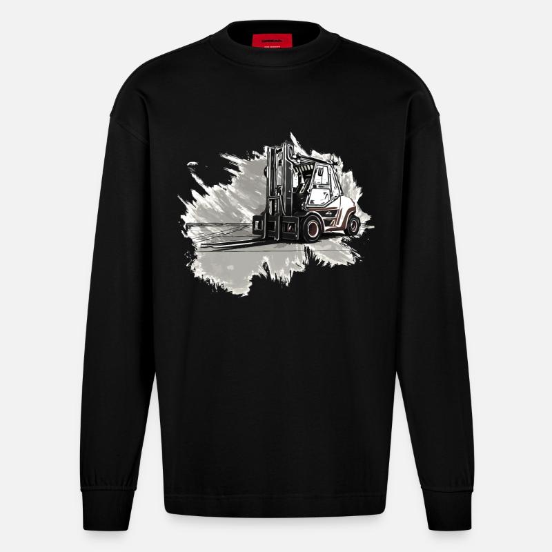 Gabelstapler - Heavyweight Oversized Organic Langarmshirt Made in EU - SOLID BLACK