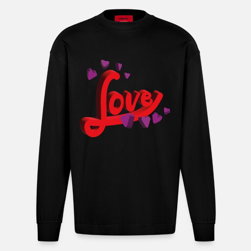 Salutations de - de n’importe où - Manches longues bio épais oversize fabriqué en UE - SOLID BLACK