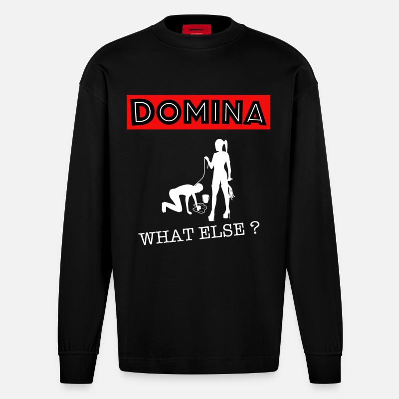 Domina Herrin what else? - Heavyweight Oversized Organic Langarmshirt Made in EU - SOLID BLACK