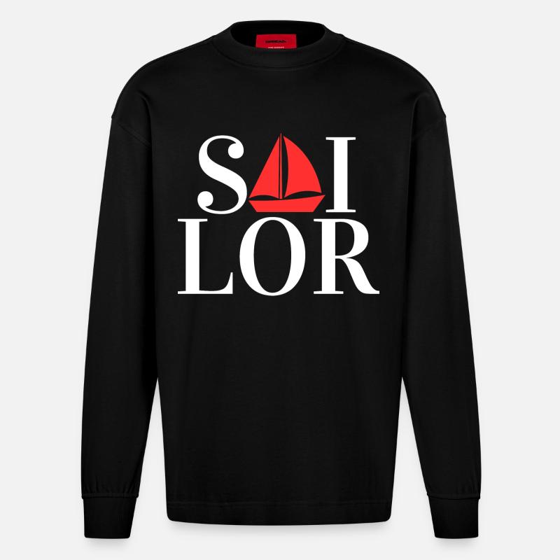 Capitaine Sailor Sailing - Manches longues bio épais oversize fabriqué en UE - SOLID BLACK