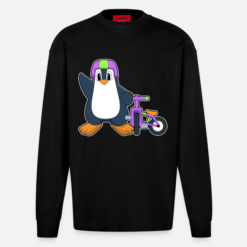 Vélo Pingouin - Manches longues bio épais oversize fabriqué en UE - SOLID BLACK