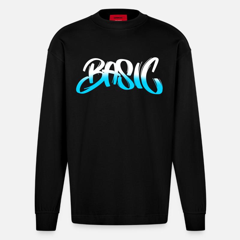 BASIC Graffiti Gradient - Heavyweight Oversized Organic Langarmshirt Made in EU - SOLID BLACK