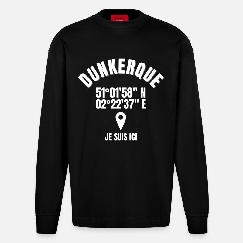 Dunkerque, Nord-Pas-De-Calais, Dunkerquois - Manches longues bio épais oversize fabriqué en UE - SOLID BLACK