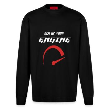 Bringen Sie Ihren Motor auf Touren - Heavyweight Oversized Organic Langarmshirt Made in EU - SOLID BLACK - Vorne