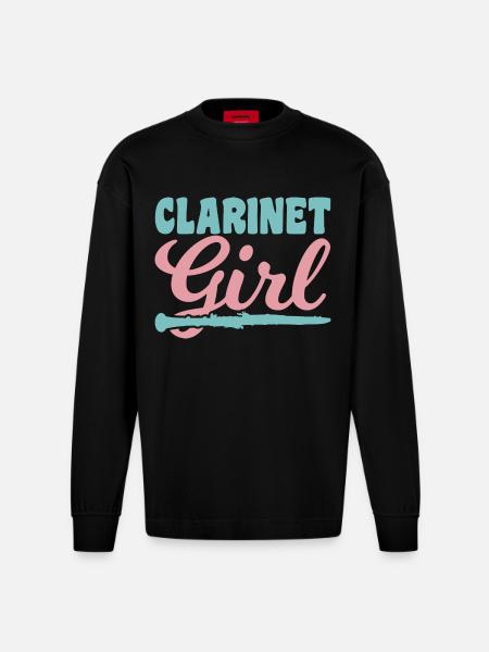 Clarinet player - Heavyweight Oversized Organic Longsleeve Shirt Made in EU - SOLID BLACK