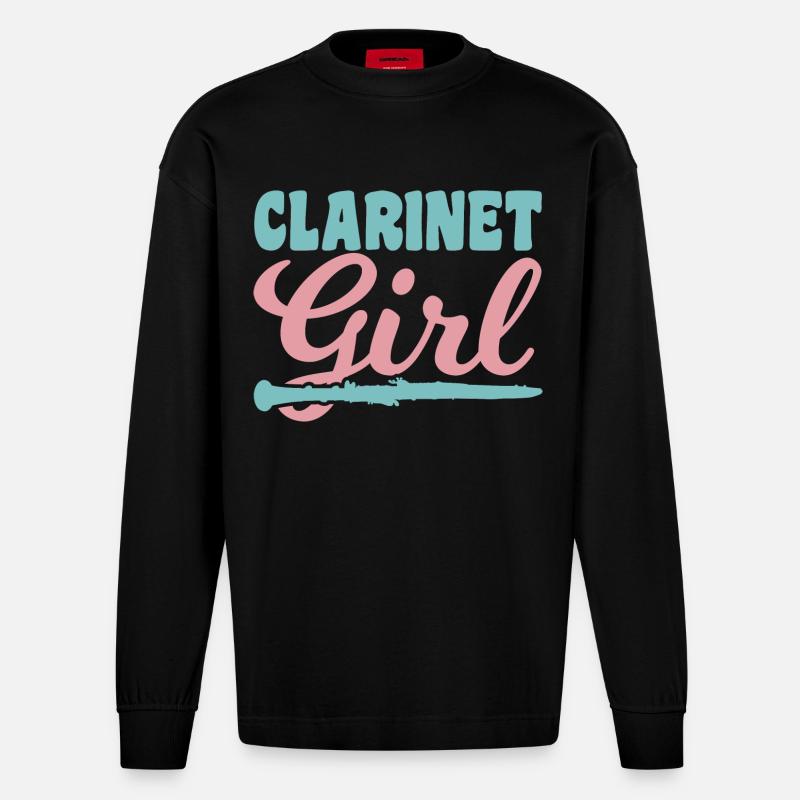 Clarinettiste - Manches longues bio épais oversize fabriqué en UE - SOLID BLACK