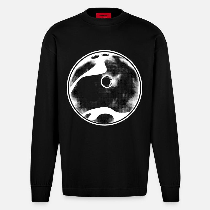 Bowlingkugel - Heavyweight Oversized Organic Langarmshirt Made in EU - SOLID BLACK